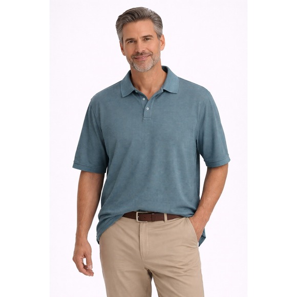 Bobby Jones Other - Bobby Jones Polo Shirt Mens XL Teal Silk Blend Textured Short Sleeve Golfcore